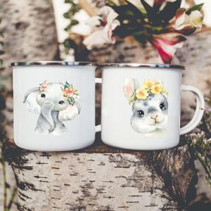 Mokken cartoon olifant print koffie water camping picknick feest bier cola emaille cups schattige dieren leeuw kinderen mok baby geschenken