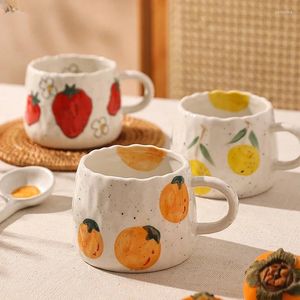 Tasses en céramique à motif de fruits de dessin animé, tasses à thé, à café, jus de petit déjeuner, Simple, Type portatif à la maison, accessoires de lait