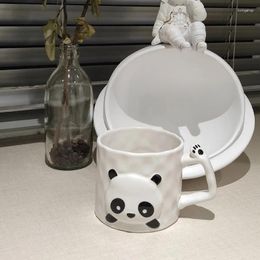 Tasses dessin animé Panda tasse en céramique avec couvercle cuillère thé café lait tasses drôle tasse d'eau pour enfants cadeau