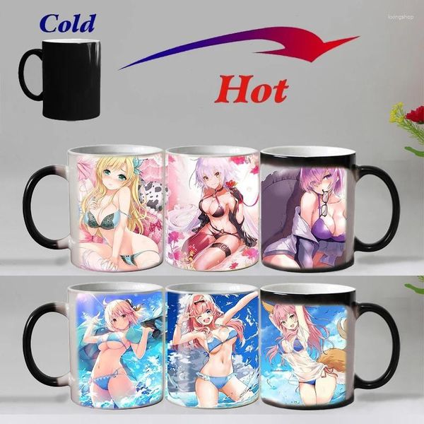 Tazas dibujos animados sexy bikini taza de color cambia de café taza de té regalo de navidad tazas de desayuno original cerámica bar de cerámica