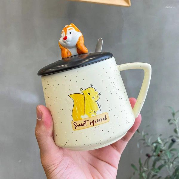 Tasses Cartoon Squirrel Tasse avec couvercle cuillère de Noël tasses tasses thermiques pour tasse ensemble cadeau personnalisé thé inhabituel