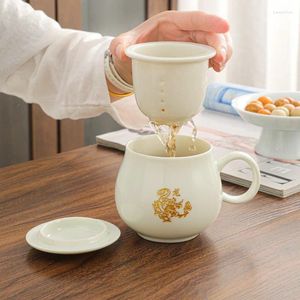 Tasses de tasses de tas de thé en céramique avec couvercles pour garçons et filles ménagers en gros en gros.