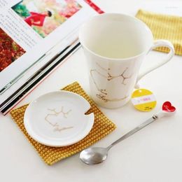 Tasses en céramique 12 constellations créatives avec couvercle à cuillère tasse blanche porcelaine zodiaque lait café tasse de boisson drinkware couples cadeau