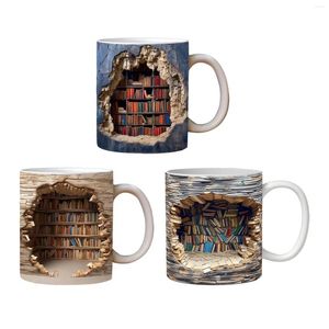 Tasses en céramique 3D Librairie Mug Creative Space Design Multipurpose Library Shelf Gift For Readers Book Club Cup 8CMX8CMX9.5CM