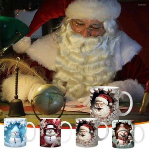 Mokken keramische 3D -koffiemok grappige sneeuwman 350 ml thee kopje kerstwater kerstdecoratie