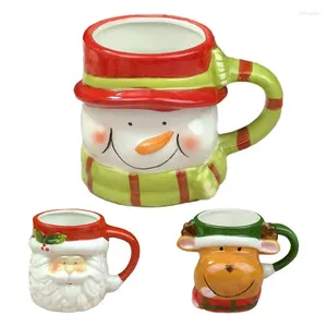 Mokken Ceramic Christmas Cups Cartoon Santa Coffee Cup voor kantoormelkmok cadeau Xmas Child Merry Decorations