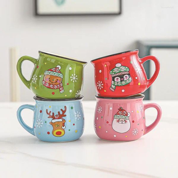 Tasses en céramique mousse de noël tasse dessin animé Santa café pour bureau maison pâtisserie Dessert petit déjeuner lait tasse enfants cadeau de noël