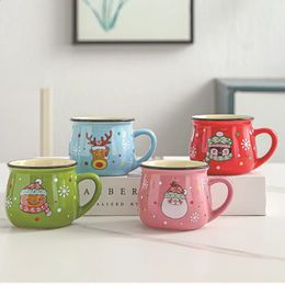 Tasses en céramique tasse de noël dessin animé Santa Mousse tasse café pour bureau maison cuisson Dessert petit déjeuner lait enfants cadeau de noël 231116