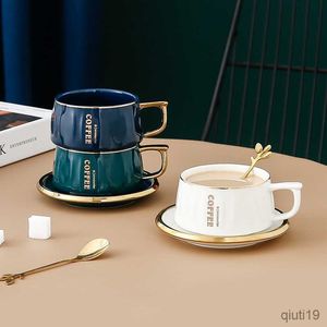 Tasses tasse à café en céramique ensemble bureau à domicile après-midi tasse à thé avec cuillère couple petit déjeuner tasse pour hommes et femmes R230713