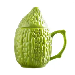 Tazas Ceramic Coffee Copa con tapa creativa de calabaza amarga linda taza divertida y divertida vegetales