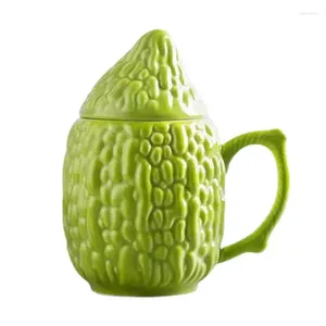 Tasses tasse de café en céramique avec couvercle de gourde amère créative mignonne mignon tasse amusante légume