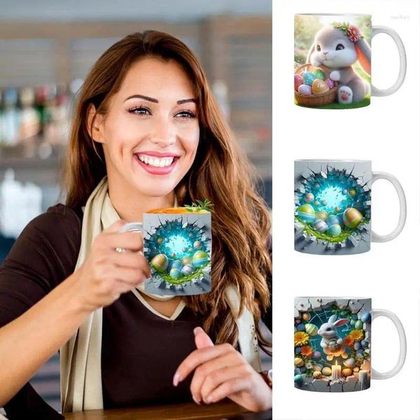 Tazas Tazas de café de cerámica para té de leche de cacao Taza de café con leche de dibujos animados lindo Decoración portátil del día de Pascua