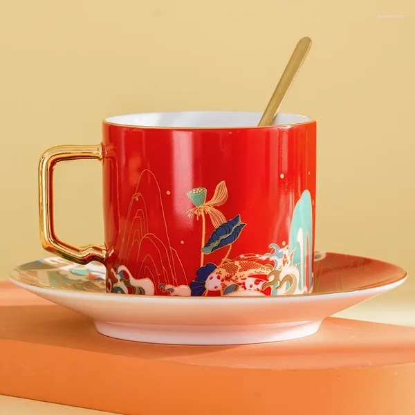 Tazas de café Ceramicet Conjuntos de té exquisitos Caja de regalo de lujo de Luz de Luz para el Hogaro Personal Chino