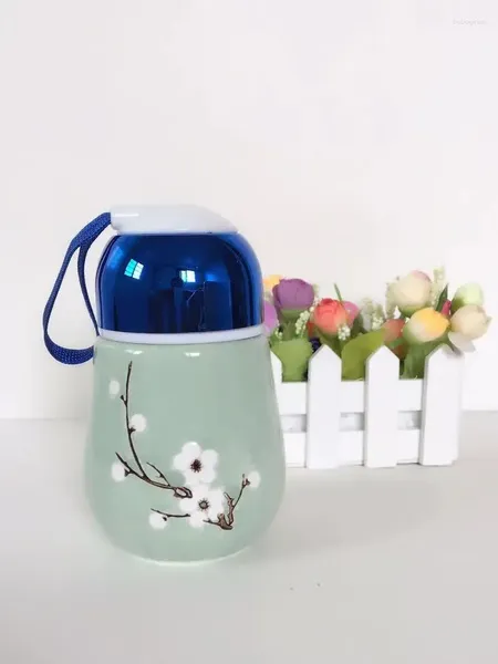 Tazas Taza de cerámica Color Glaseada Flor de ciruelo Bombilla Dibujos animados Necesidades diarias Marca creativa Regalo portátil