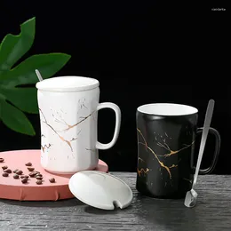 Mokken Ceramic Cup Taille High Luxury Black Wit Kaar Marmeren Mug Office Business Coffee