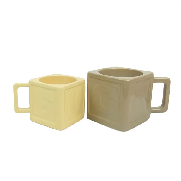 Tazas de café cuadrado personalizado de cerámica con logotipo, taza de color amarillo crema segura del horóscopo