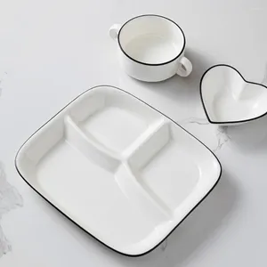 Tasses en céramique divisé assiette à une portion 3-grid Contrôle du petit-déjeuner