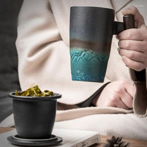 Tasses en céramique grande tasse à thé tasse rétro créative café tasses de poterie faites à la main et