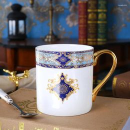 Mugs Ceramic Mug Coffee Cup Bone Handle Tracing Gold Water Court Vintage Tea Office Home Use