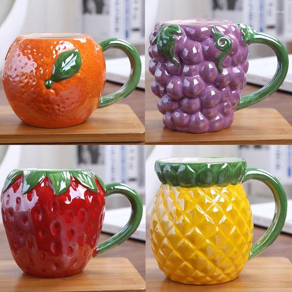 Tazas Taza de cerámica Creativa Linda taza de fruta para mascotas para hombres y mujeres Regalo de oficina de leche de agua americana europea