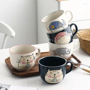 Tasses en céramique tasse avec couvercle mignon japonais tasse de boisson à la boisson créative couple de style à main pour hommes et femmes