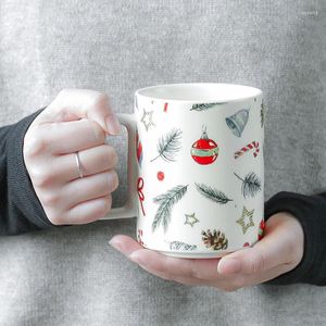 Tasses en céramique nordique grande capacité tasse rétro noël petit déjeuner lait café thé avec tasse d'eau couverte verres créatifs