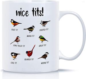 Tazas de cerámica novedad taza de café bonitas tetas pájaro divertido ver taza amantes regalos para el día de Navidad de Acción de Gracias