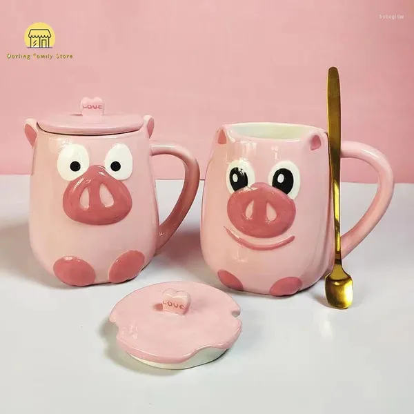 Tazas Ceramic Pig Cup Japanese Cartón de dibujos animados Regalo creativo de té y café para niñas amantes de las tazas