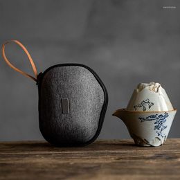 Tasses en céramique Portable Travel Tea Set pour Utilisation à domicile Office extérieur Coupe d'invité rapide Coupe japonaise Rétro Pratique Black Pottery Mug