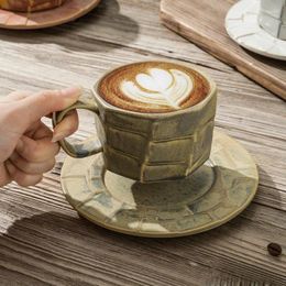 Tasses en céramique rétro Latte tasse et soucoupe Art créatif eau en gros café ensemble Stoare fleur thé tasse Drinkware cuisine barre à manger