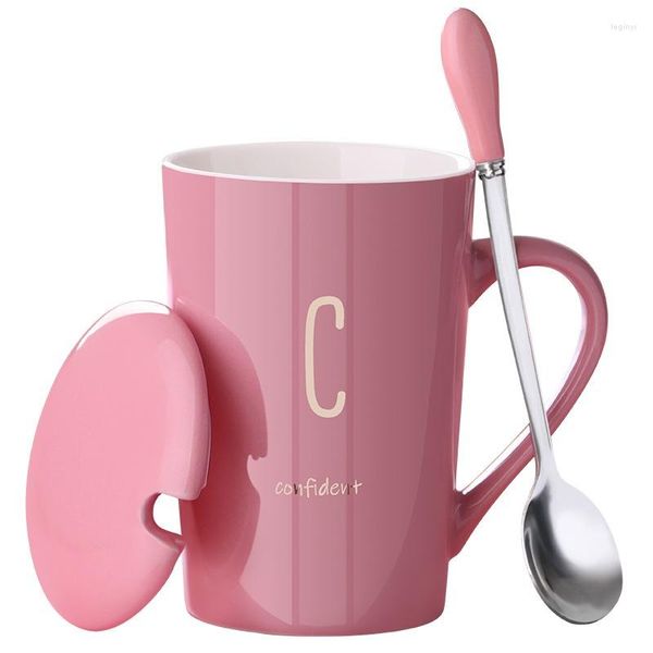 Tazas Cerámica Simple Letter Taza Personalidad Familia Pareja Café Milk Gran capacidad Color sólido