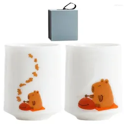 Tasses en céramique tasse à thé café avec motif capybara peint à la main