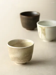 Tasses tasses à eau en céramique thé Kungfu chinois Style rétro verres à usage domestique blanc marron 3 couleurs 105ML tasse à la main