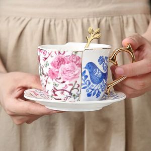 Tasses en céramique tasse à café soucoupes costume Ins Style anglais originalité thé noir tasse à thé ménage après-midi Latte 231026