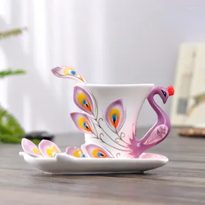 Tasses céramiques tasse de café de paon tasse mignonne et différentes tasses en couple tasse cadeau pour le thé cadeaux personnalisés drinkware poterie
