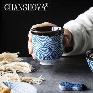 Mokken Chanshova Chinese retrostijl Handgemaakte 80200 ml Geschilderde keramische mok theekop persoonlijkheidsgolfpatroon koffiekopjes thee -thee set H240 230815