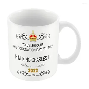 Tasses Charles III Tasse de café enregistré tasse de café 350 ml cadeau de souvenir en céramique pour bière de thé cacao papa 2024