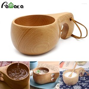 Tasses chinoises en bois portable tasse tasse de thé en bois tasse de lait en bois buvant un simple trou de trou à double trou de vache de vache