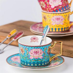 Tasses chinoises couleur vintage émail os chinois tasses de café en céramique tasse lotus motif aquatique tasse tasse de thé décoration de maison