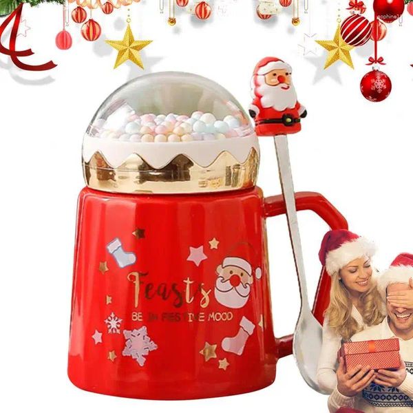 Tasses tasse de céramique de Noël avec café de couvercle mignon nouveauté de tasse mini mini-paysage conception de paysage pour les femmes et les hommes