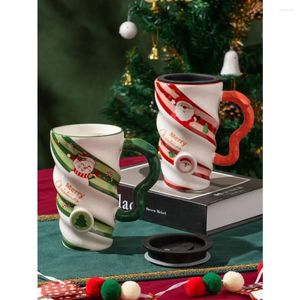Tazas Taza de cerámica navideña Tendencia Taza de agua creativa Oficina en casa Leche Desayuno Compañero Regalo para parejas