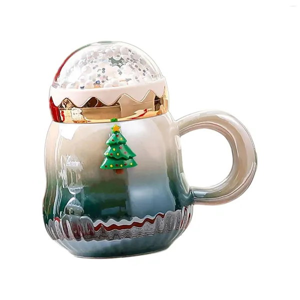 Tasses Tasse en céramique de Noël avec poignée et couvercle, capacité de 17 oz, jus de chocolat au lait