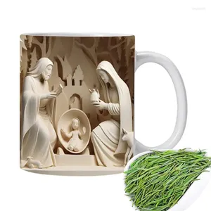 Mokken Kerstkoffiekbekers NATIFICE SCène Keramische 3D Water Cup 11oz Elegante mug drink voor thee