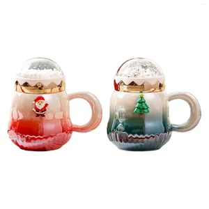 Tasses de café de Noël tasse 500 ml avec poignée et couvercle expresso latte festif lait de chocolat au chocolat pour la famille de Noël