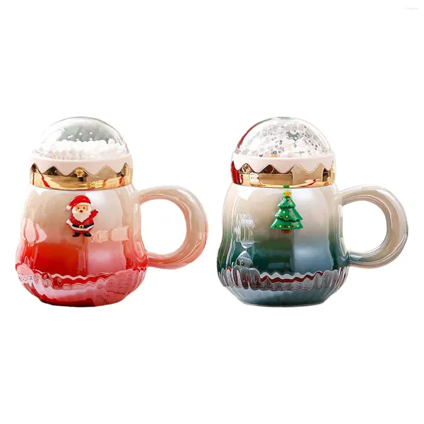 Tazas de café Christmas Coffee Taza 500 ml con mango y tapa Espresso Latte Latte Jugo festivo de chocolate con leche para la familia de Navidad