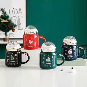 Mokken kerstparen keramische kerstman Claus beeldjes creatief kerstcadeau nieuw deksel ontwerp vakantie stijl kantoor huis melk koffiebekleding y2210