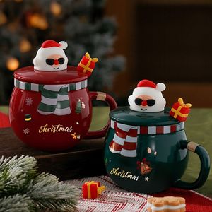 Mokken Kerstbeker creatief handcadeau klein cadeau beker keramische groothandel mok hoogwaardige koffie waterbeker met deksellepel 230904