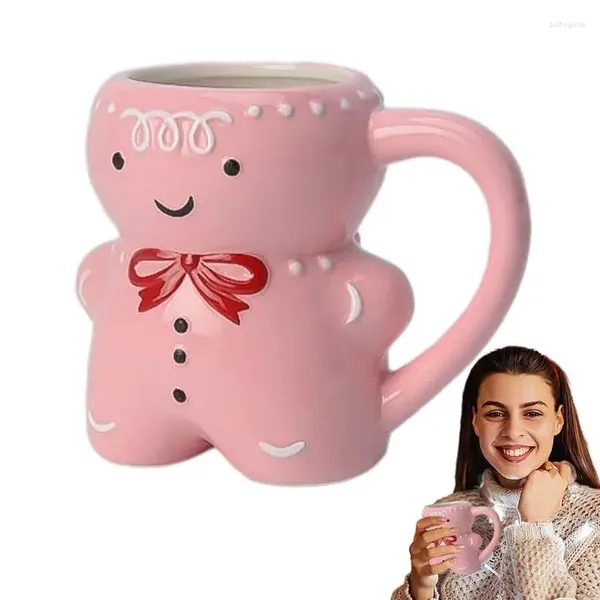 Tasses de Noël tasses Gingerbread man dessin animé mignon de la coupe en céramique nouveauté 3d Fêtes de fête des fournitures drôles