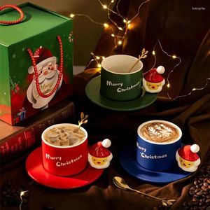 Mokken kerstcadeau 380 ml mok keramische koffiekopje met schotel en lepel thee melkparen creatief