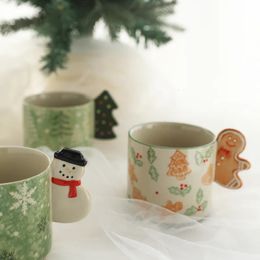 Mokken Kerstmis Handgeschilderd Gingerbread Man Keramische mok Koffiemok Mokken Koffiekopjes 231009